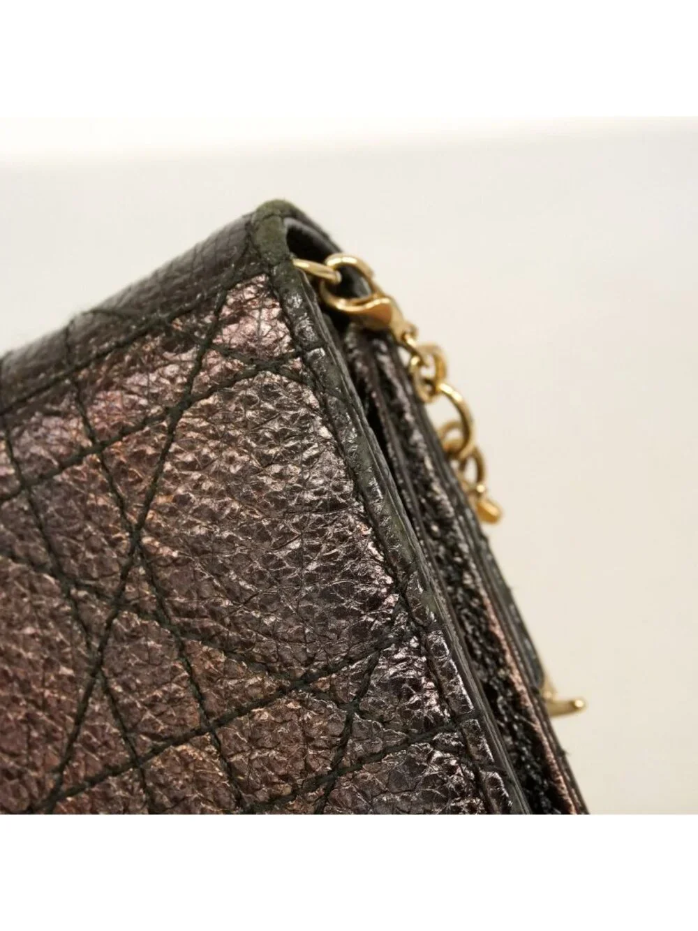 Dior Wallet Cannage Leather Dark Brown Champagne Gold